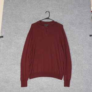 W.H. Belk Fine Italian Merino Wool Polo Sweater Mens XL Burgundy Long Sleeve